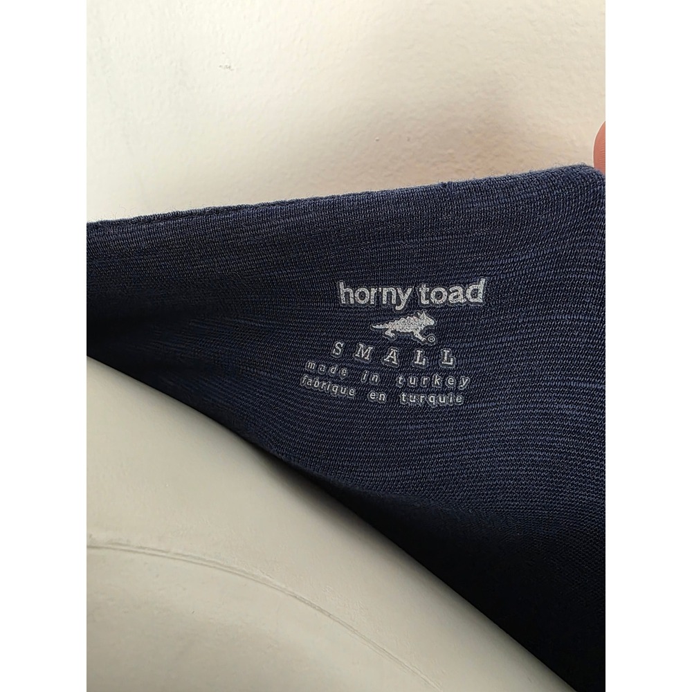 Horny Toad Navy Blue Dress Womens Small Embroidered Floral 3/4 Sleeve Casual - Picture 6 of 7